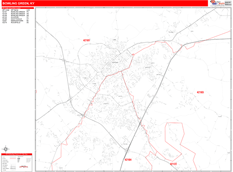 Bowling Green Digital Map Red Line Style